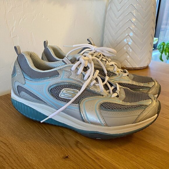 Sketchers Shape-Ups Y2K Blue/Silver Size 10 - Picture 1 of 11